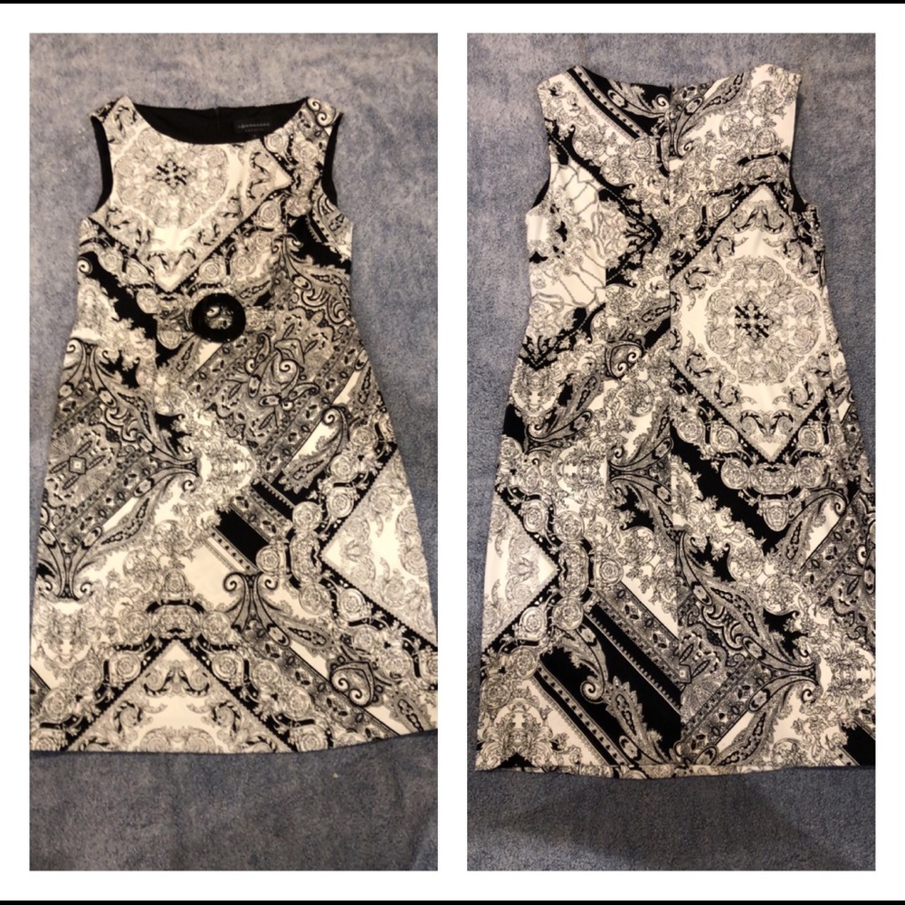 Black and white aline patterned dress